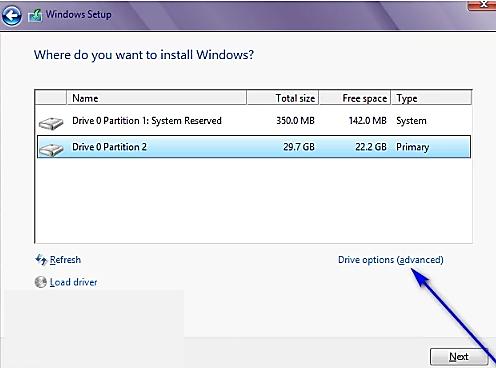 format destination partition