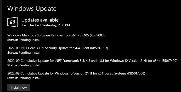 installa aggiornamento