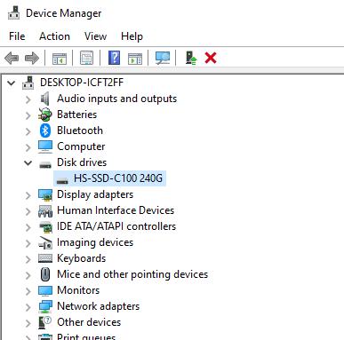 look for ssd model number