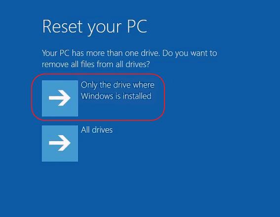 only the drive where system is installed