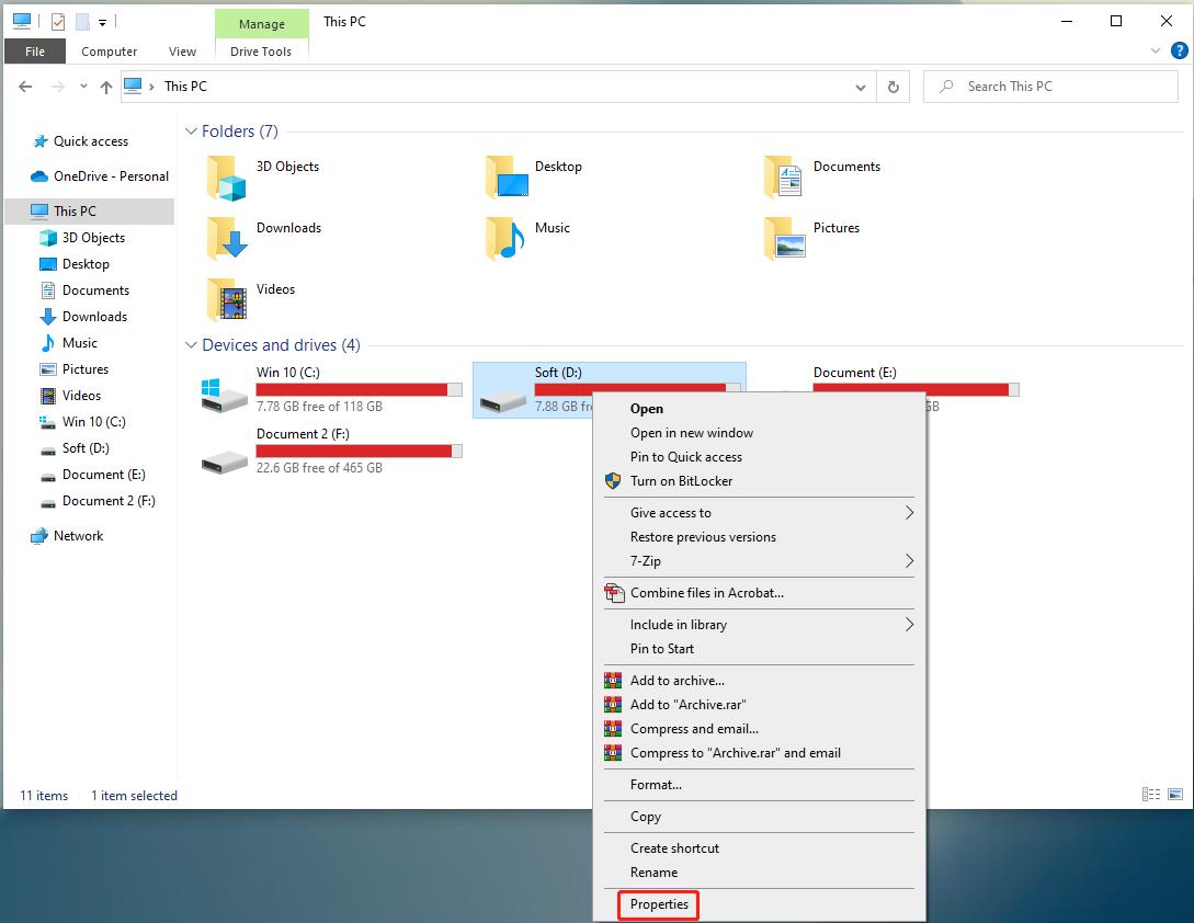 aprire il file e fare clic con il tasto destro del mouse sulla proprietà