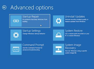 windows 10 stuck on loading screen by performing system startup repair