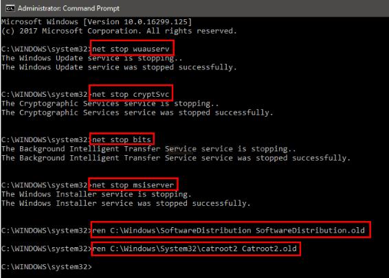 reinstallare il componente di aggiornamento di Windows