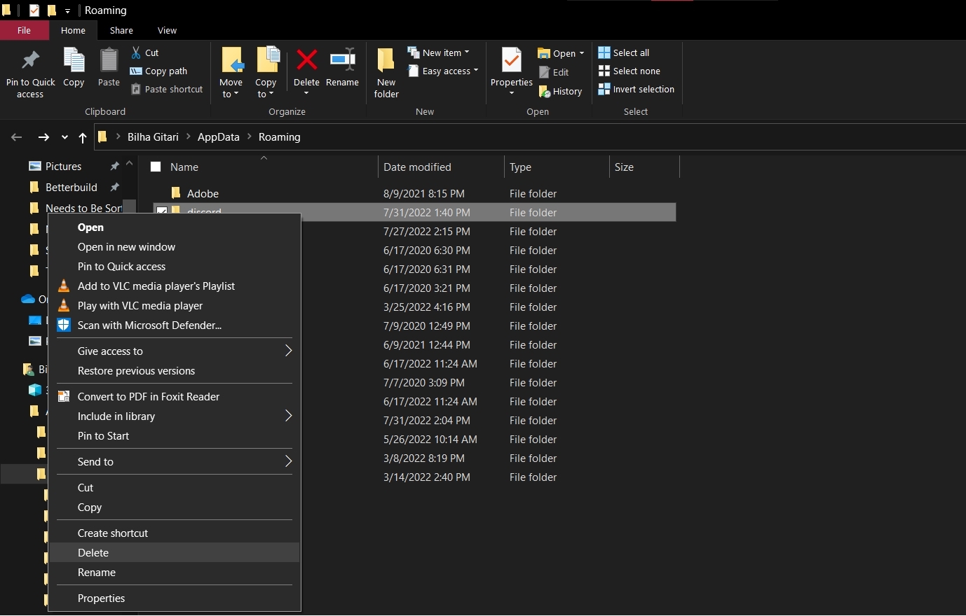 fare clic con il tasto destro quindi eliminare
