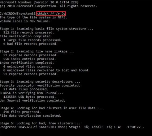 run chkdsk command