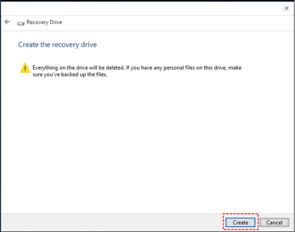 select to create button