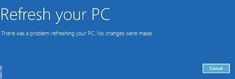 there was a problem resetting your pc showing on the screen