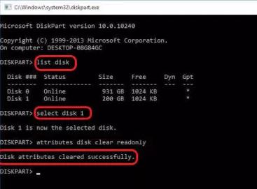 disattivare la modalità di sola lettura per correggere l'errore di Windows 0x800701b1
