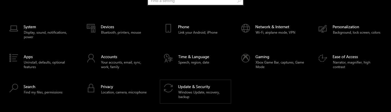 go to update and security