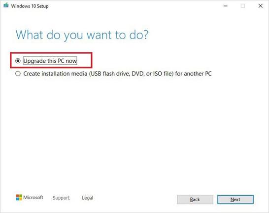 choose upgrade the pc
