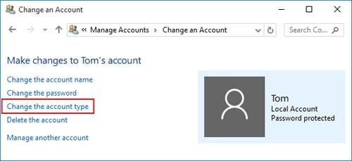 change admin account in control panel 2