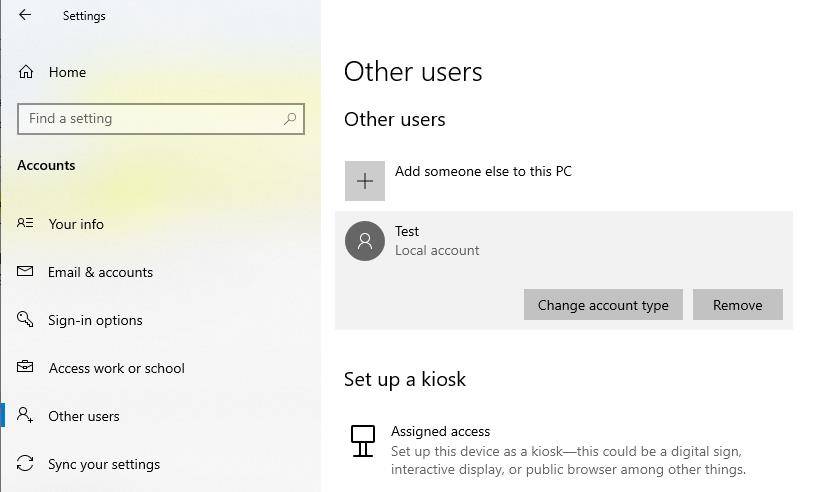 change admin account in settings