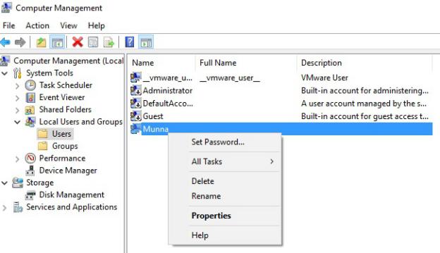 reset windows password with admin account