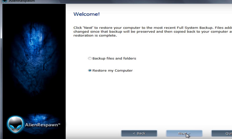 Alienware recovery windows 10 upgrade