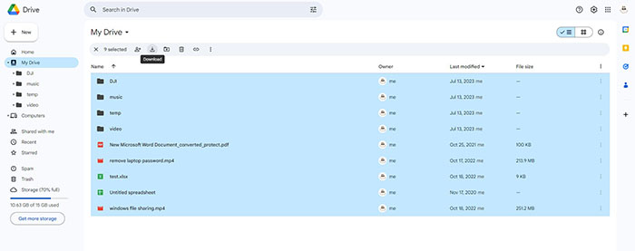 download files from google drive