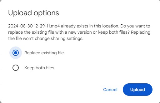 upload the same file