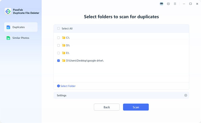 select google drive folder