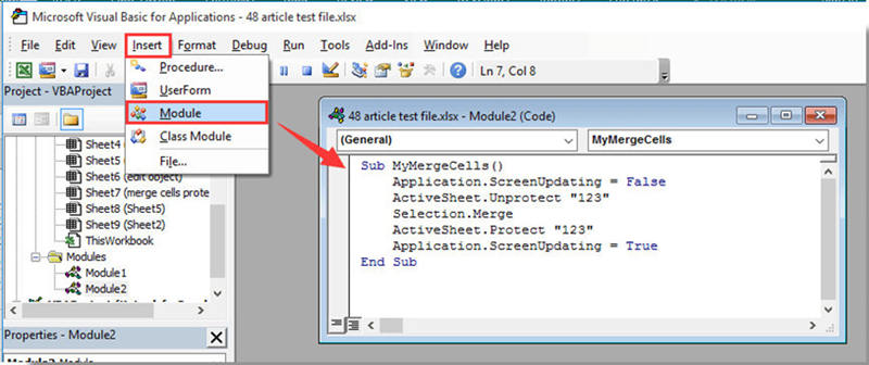 insert vba code