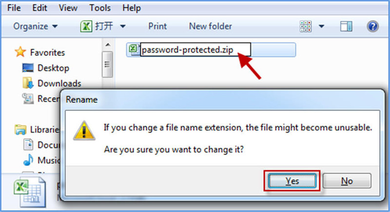change extension excel