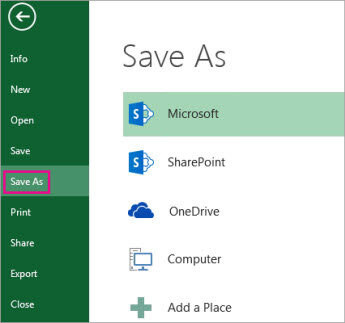 click save as to change file type