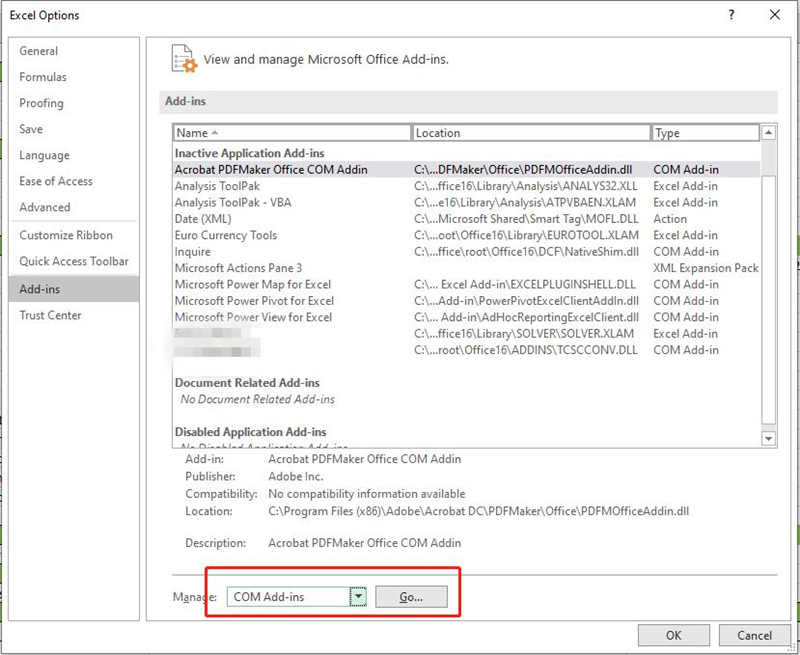 اختر وظائف COM الإضافية_تنزيل برنامج لفتح ملف xlsx