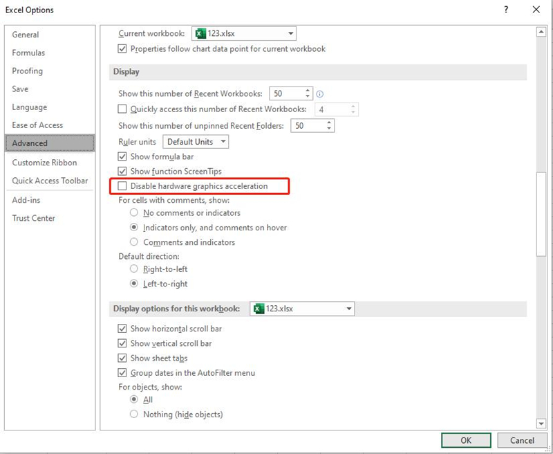 disable hardware graphics acceleration