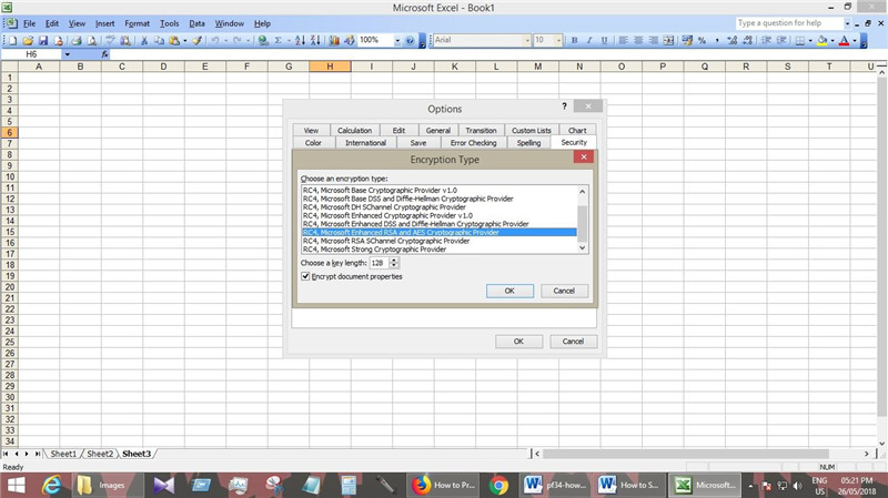 encryption type excel 2003