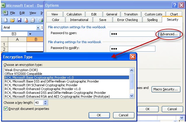اختيار نوع تشفير