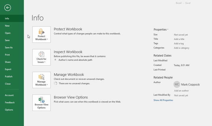 خيارات معلومات 2013 excel