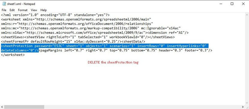 excel 2016 delete tag