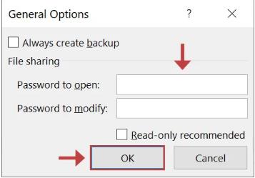 excel general option
