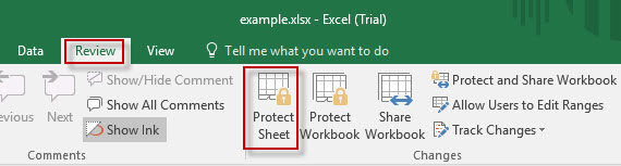 protect Excel sheet