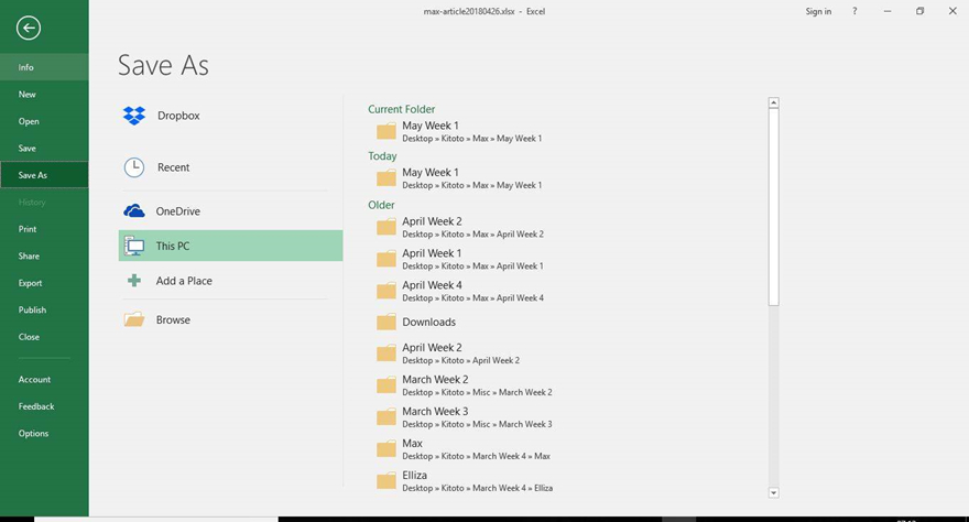 حفظ باسم على الـ excel
