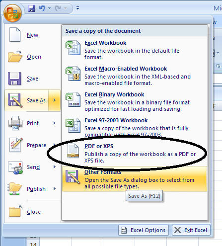 excel to pdf
