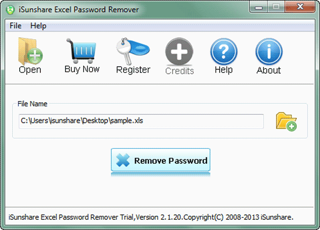 isunshare excel password remover