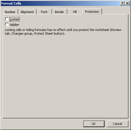 unselect locked option excel