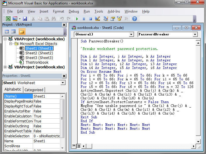 open vba excel