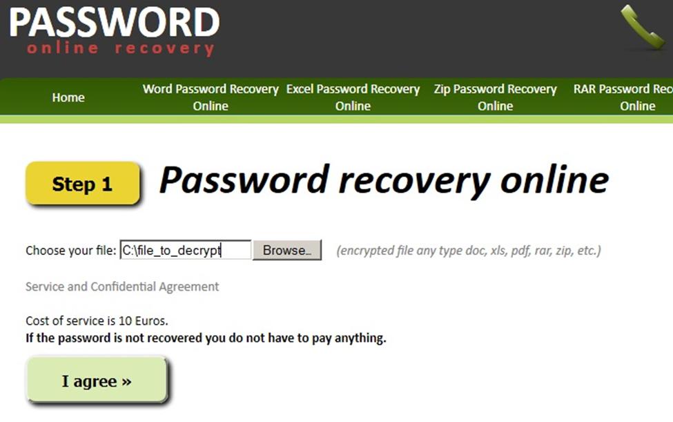 recupero password online