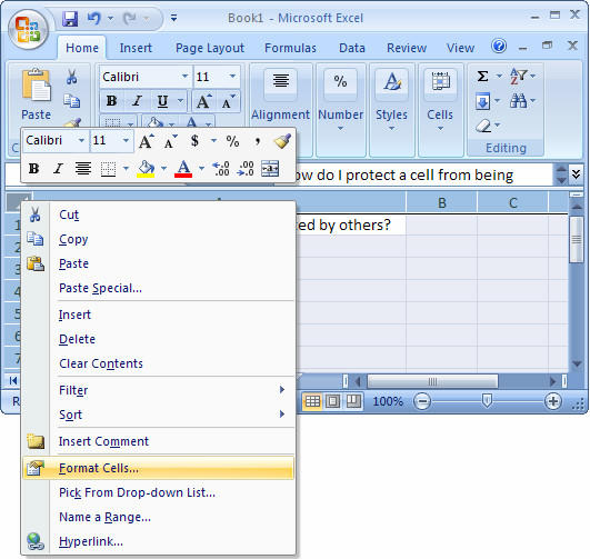 format cells excel