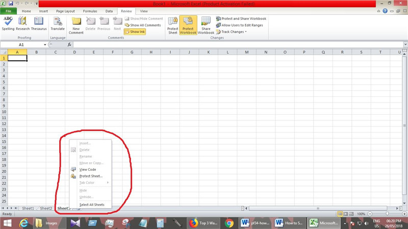 protected sheet excel 2010