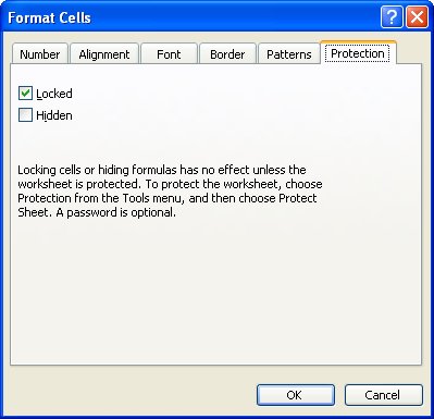 تبويب الحماية في excel 2003