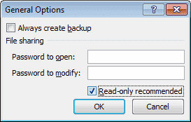 read only recommended excel