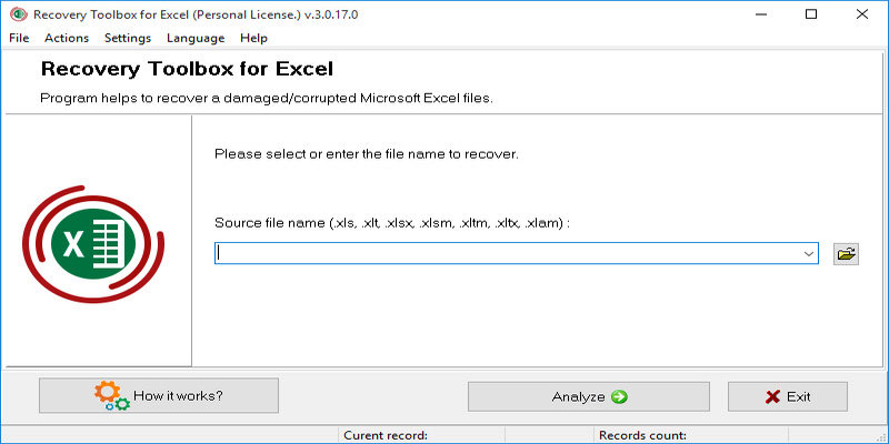 installa Excel repair toolbox
