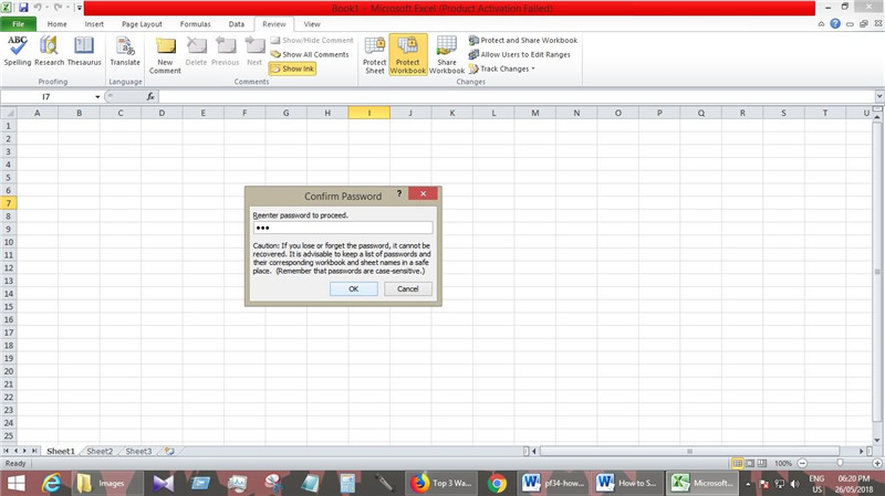 retype password excel 2010