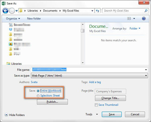 save the file as html