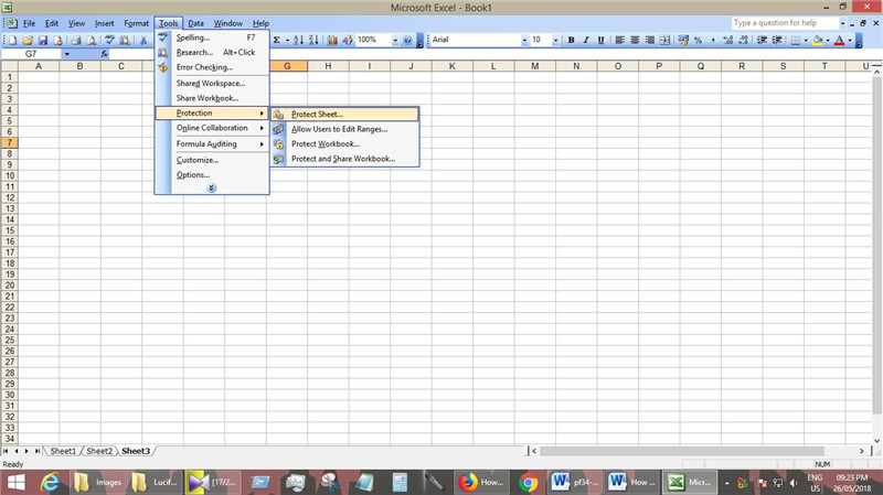secure cell excel 2003