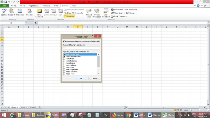 secure cell password excel 2010