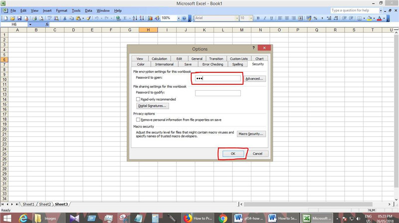 set password excel 2003