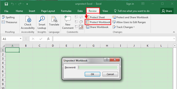 excel unprotect workbook 2016