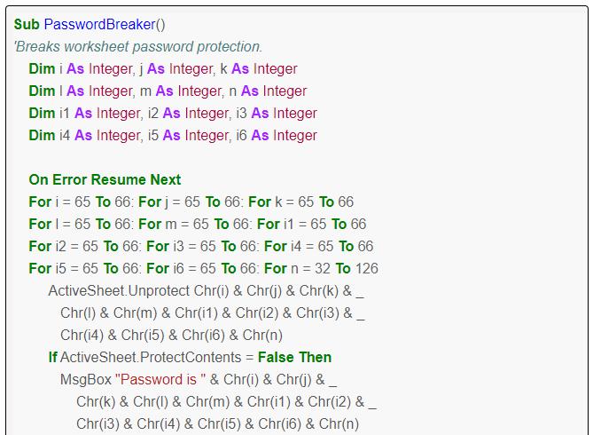 vba code